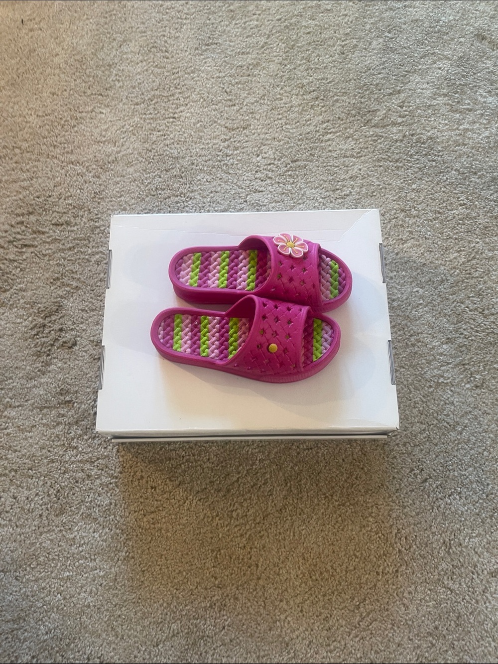 Pink Flower foam Slide Sandals - Comfortable Casual Wear